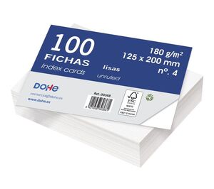 DOHE FICHAS Nº 4 LISAS 125 X 200MM. 100 HOJAS