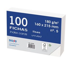 DOHE FICHAS Nº 5 LISAS 160 X 215MM. 100 HOJAS
