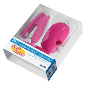 DOHE SET GRAPADORA TALADRO Y PORTARROLLOS SOFT TOUCH ROSA
