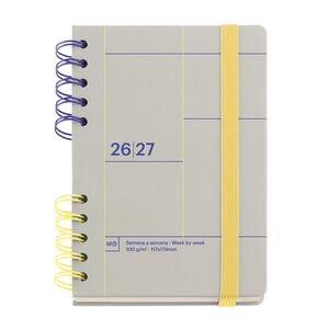 MR AGENDA ESCOLAR 26-27 SV ACTIVA WIRE-O GRIS BACK TO BASICS