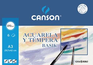 CANSON PAPEL ACUARELA A3+ GRANO MEDIO BASIK 6 HOJAS