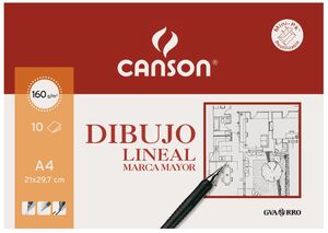 CANSON PAPEL DIBUJO LINEAL A4 MARCA MAYOR 10 HOJAS