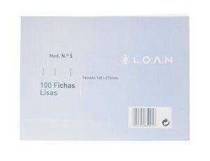 LOAN FICHAS Nº 5 LISAS 160 X 215MM. 100 HOJAS