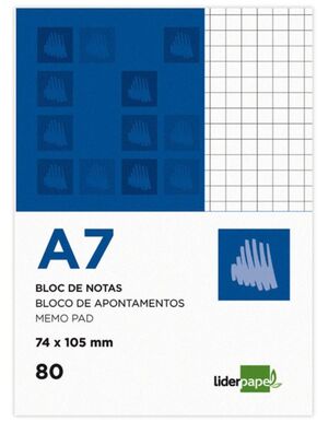 LIDERPAPEL BLOC NOTAS A7 CUADRÍCULA