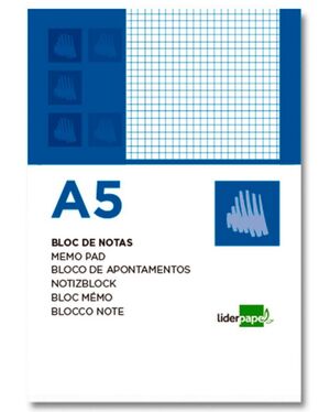 LIDERPAPEL BLOC NOTAS A5 CUADRÍCULA