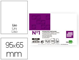 LIDERPAPEL FICHAS Nº 1 LISAS 69 X 95MM. 100 HOJAS