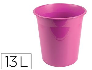 Q-CONNECT PAPELERA PLÁSTICO ROSA OPACO 13L.