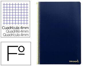 LIDERPAPEL BLOC FOLIO CUADRÍCULA 4X4MM. SMART AZUL MARINO