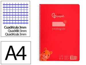 LIDERPAPEL BLOC A4 PAUTAGUÍA 3MM. ESPIRAL PLÁSTICO ROJO