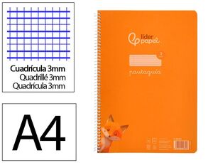 LIDERPAPEL BLOC A4 PAUTAGUÍA 3MM. ESPIRAL PLÁSTICO NARANJA