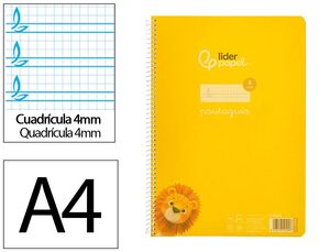 LIDERPAPEL BLOC A4 PAUTAGUÍA 4MM. ESPIRAL PLÁSTICO AMARILLO