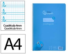 LIDERPAPEL BLOC A4 PAUTAGUÍA 4MM. ESPIRAL PLÁSTICO AZUL