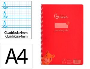 LIDERPAPEL BLOC A4 PAUTAGUÍA 4MM. ESPIRAL PLÁSTICO ROJO