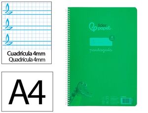 LIDERPAPEL BLOC A4 PAUTAGUÍA 4MM. ESPIRAL PLÁSTICO VERDE