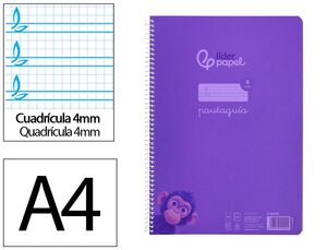 LIDERPAPEL BLOC A4 PAUTAGUÍA 4MM. ESPIRAL PLÁSTICO LILA