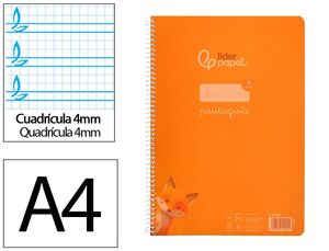 LIDERPAPEL BLOC A4 PAUTAGUÍA 4MM. ESPIRAL PLÁSTICO NARANJA