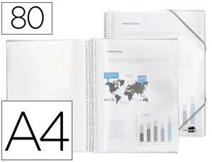 LIDERPAPEL CARPETA 80 FUNDAS A4 ESPIRAL TRANSPARENTE