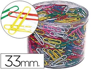 LIDERPAPEL CLIPS Nº 2 COLORES SURTIDOS 33MM. 1000 UNDS.