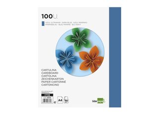 LIDERPAPEL CARTULINA A4 180GRS. 100 HOJAS AZUL ULTRAMAR
