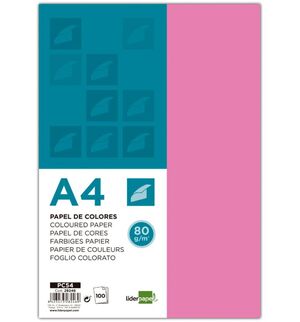 LIDERPAPEL PAPEL A4 100 HOJAS ROSA