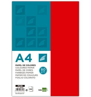 LIDERPAPEL PAPEL A4 100 HOJAS ROJO