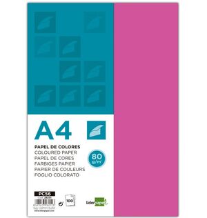 LIDERPAPEL PAPEL A4 100 HOJAS FUCSIA