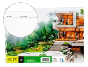 LIDERPAPEL BLOC DIBUJO LINEAL ARQUITECTURA ESPIRAL 130G/M² CON RECUADRO