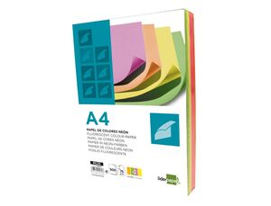LIDERPAPEL PAPEL A4 500 HOJAS NEÓN 4 COLORES