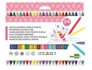 LIDERPAPEL ROTULADORES 24 COLORES DOBLE PUNTA