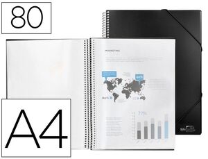 LIDERPAPEL CARPETA 80 FUNDAS A4 ESPIRAL NEGRO