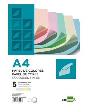 LIDERPAPEL PAPEL A4 500 HOJAS 5 COLORES PASTEL