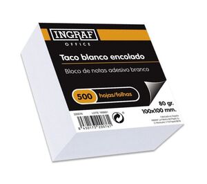 OFFICE CLUB TACO NOTAS BLANCO ENCOLADO 100 X 100MM. 80GRS. 500 HOJAS