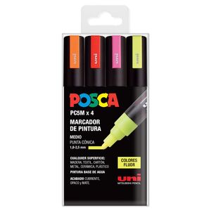 POSCA ROTULADORES PC5M 4 COLORES FLUOR
