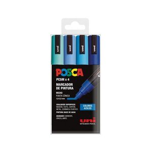 POSCA ROTULADORES PC5M 4 COLORES AZULES