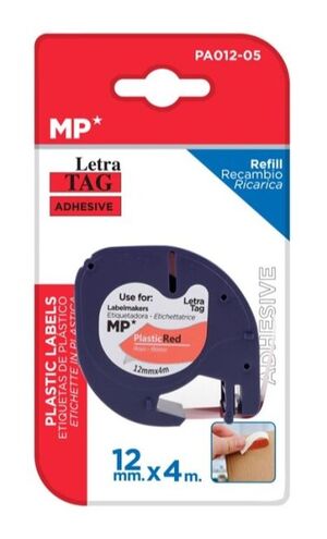 MP CINTA LETRATAG PLÁSTICO ROJO - NEGRO