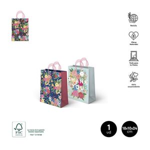 BOLSA REGALO THANK YOU FLORAL SURTIDOS 18 X 10 X 24CM.