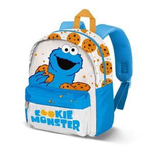 MOCHILA BARRIO SÉSAMO MONSTRUO DE LAS GALLETAS COOKIE PREESCOLAR JOY BLANCO