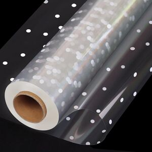 BOBINA CELOFÁN TRANSPARENTE TOPO BLANCO 80CM X 50M.