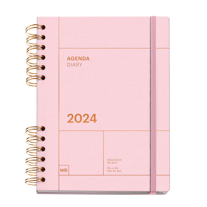 MR AGENDA 2024 D/P PLUS WIRE-O BASICS ROSA. Agendas de diseño. Librería ...